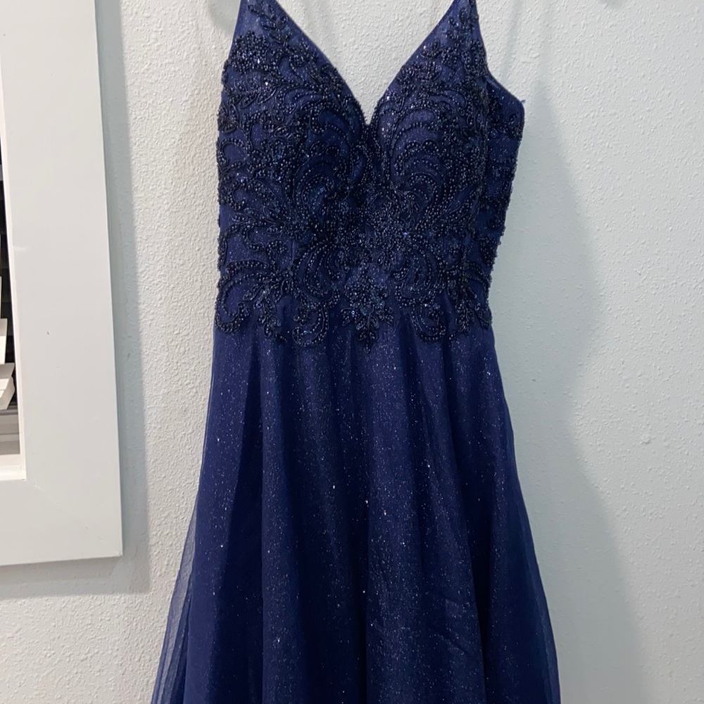 Navy Sparkly Homecoming Dress